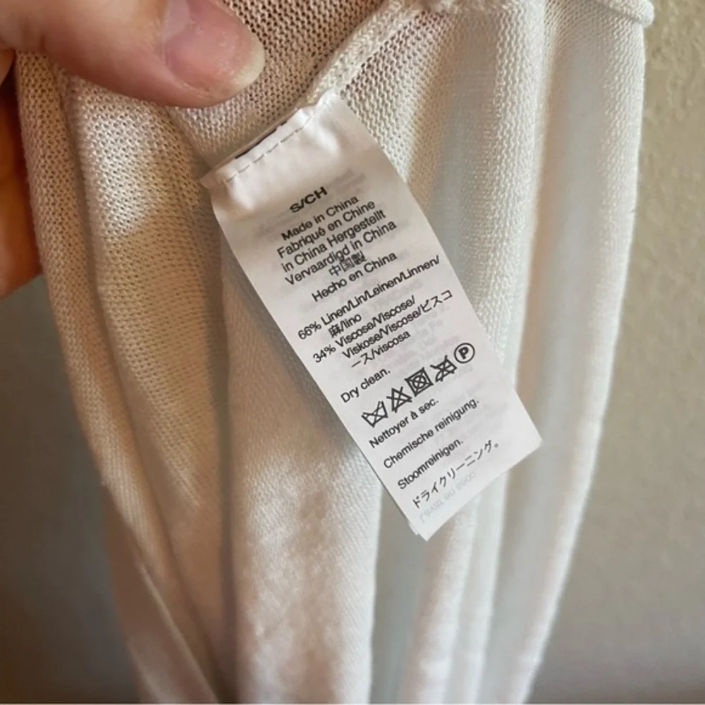 J.CREW Side Button Linen Blend V-neck Sweater in White Women's Size Small - Picture 8 of 9